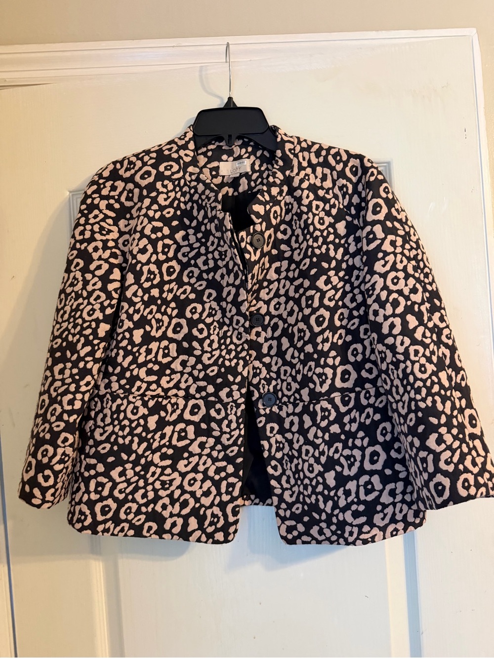 LOFT Pink and Black Leopard Print Blazer